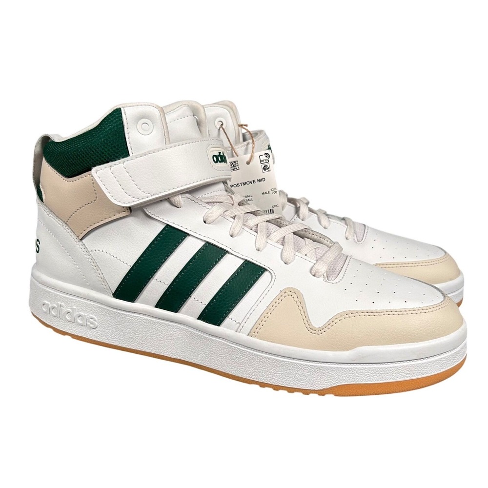 Adidas Postmove Mid Mens Basketball Shoes White Green IE9824 Size 13 NEW